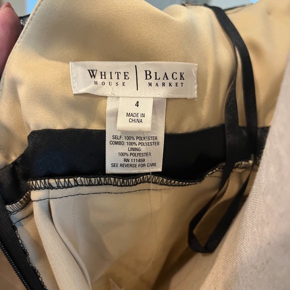 White House Black Market Black Lace Overlay V Neck Cocktail Evening Dress 4 NWT - Picture 9 of 12